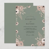 Invitation Mariage Feuilles de Sauge Mauve (Devant / Derrière)