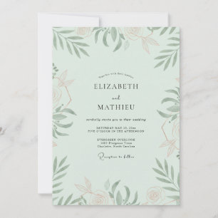 Invitation Mariage Feuilles de Sauge Mousse de Mer