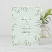 Invitation Mariage Feuilles de Sauge Mousse de Mer (Debout devant)