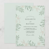 Invitation Mariage Feuilles de Sauge Mousse de Mer (Devant / Derrière)