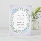 Invitation Mariage Feuilles de Sauge Pervenche (Debout devant)