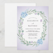 Invitation Mariage Feuilles de Sauge Pervenche (Devant / Derrière)