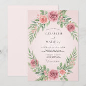 Invitation Mariage Feuilles de Sauge Rose (Devant / Derrière)