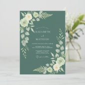 Invitation Mariage Feuilles de Sauge Teal (Debout devant)