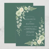 Invitation Mariage Feuilles de Sauge Teal (Devant / Derrière)