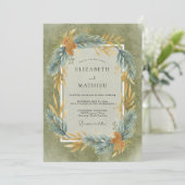 Invitation Mariage Feuilles de Slate Olive (Debout devant)