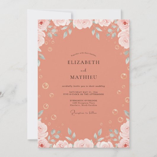 Invitation Mariage Feuilles de Terracotta Chaudes (Devant)