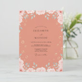 Invitation Mariage Feuilles de Terracotta Chaudes (Debout devant)