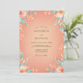 Invitation Mariage Feuilles de Terracotta Turquoise (Debout devant)