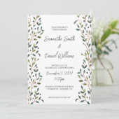 Invitation Mariage Feuilles de verdure à l'aquarelle (Debout devant)