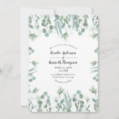Invitation Mariage Feuilles de Verdure d'Eucalyptus Rustique (Devant)