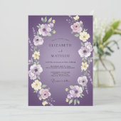 Invitation Mariage Feuilles de Violette Pourpre de Prairie (Debout devant)
