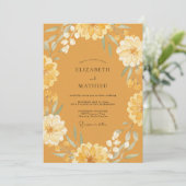 Invitation Mariage Feuilles de Zinnia Moutarde (Debout devant)