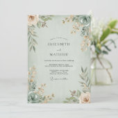Invitation Mariage Feuilles deabricot Mousse de Mer (Debout devant)