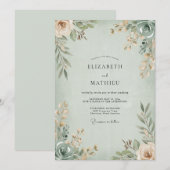 Invitation Mariage Feuilles deabricot Mousse de Mer (Devant / Derrière)