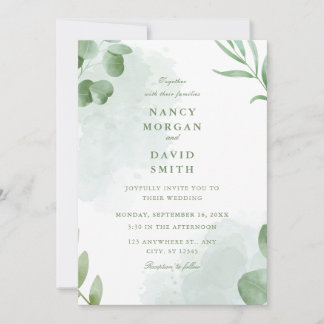 Invitation Mariage Feuilles d'Eucalyptus Aquarelle