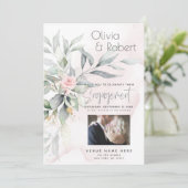 Invitation Mariage | Feuilles d'Eucalyptus Rose Pâle Aquarell (Debout devant)