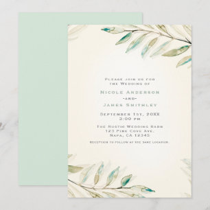 Invitation Mariage Feuilles d'Eucalyptus Végétal Moderne Vint