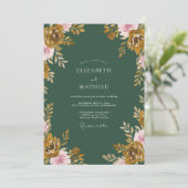 Invitation Mariage Feuilles Dorées Chaudes Moutarde (Debout devant)