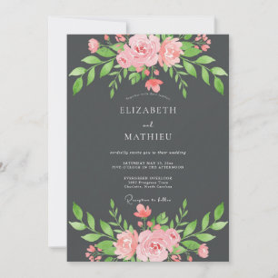 Invitation Mariage Feuilles Douces en Charbon de Bois