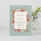 Invitation Mariage Feuilles Lavande Mousse de Mer (Debout devant)