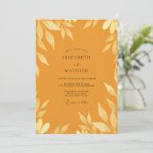 Invitation Mariage Feuilles Ocres Moutarde (Debout devant)