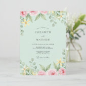 Invitation Mariage Feuilles Pâle Blush Menthe (Debout devant)