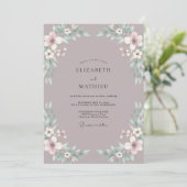 Invitation Mariage Feuilles Taupe Blush (Debout devant)