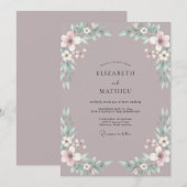 Invitation Mariage Feuilles Taupe Blush (Devant / Derrière)