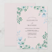 Invitation Mariage Feuilles Tendre Teinte Pastel (Devant / Derrière)