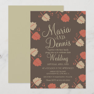 Invitation Mariage Feuilles Terracotta Neutres Simples Automn