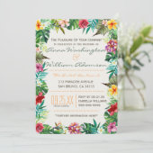 Invitation Mariage| Feuilles tropicaux, Flora & Ananas fantai (Debout devant)