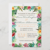 Invitation Mariage| Feuilles tropicaux, Flora & Ananas fantai (Devant)