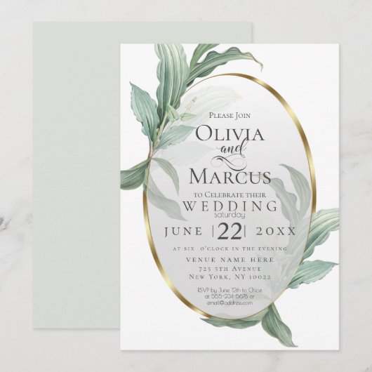 Invitation Mariage | Feuilles tropicaux modernes et élégants (Devant / Derrière)