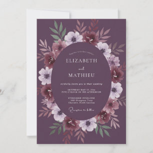 Invitation Mariage Feuilles Violettes de Prunier