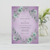 Invitation Mariage Feuilles Violettes Mousse de Mer (Debout devant)
