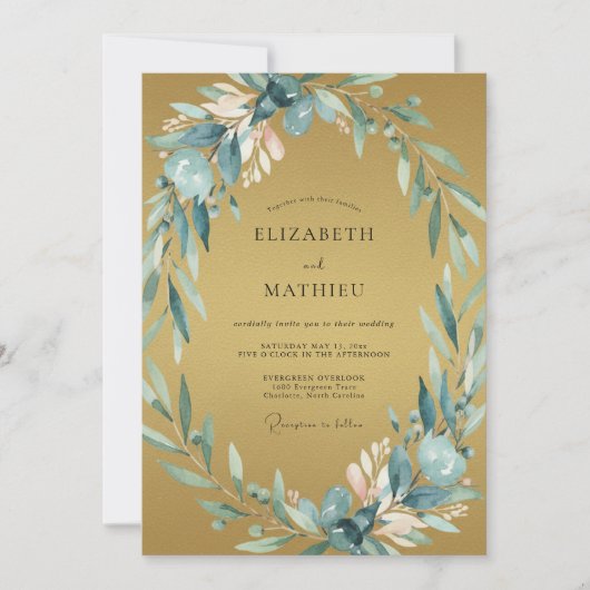 Invitation Mariage Feuilleté Ardoise Ocre (Devant)