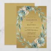 Invitation Mariage Feuilleté Ardoise Ocre (Devant / Derrière)