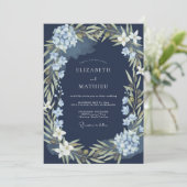 Invitation Mariage feuilleu d'hydrangea de minuit (Debout devant)
