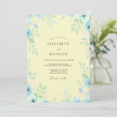 Invitation Mariage feuilleux azur citron (Debout devant)