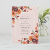 Invitation Mariage feuilleux bordeaux rouille (Debout devant)