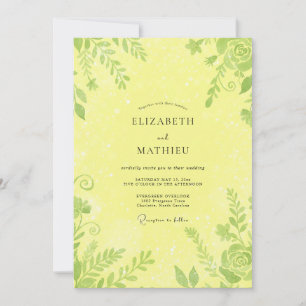 Invitation Mariage feuilleux Chartreuse citron