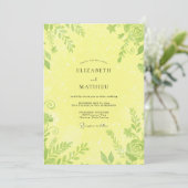 Invitation Mariage feuilleux Chartreuse citron (Debout devant)