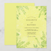 Invitation Mariage feuilleux Chartreuse citron (Devant / Derrière)