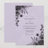 Invitation Mariage Feuilleux d'Améthyste Maussade (Devant / Derrière)