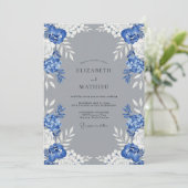 Invitation Mariage feuilleux gris Bleuet (Debout devant)