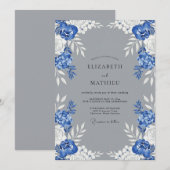 Invitation Mariage feuilleux gris Bleuet (Devant / Derrière)
