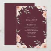 Invitation Mariage Feuillu à Fleurs de Prunier (Devant / Derrière)