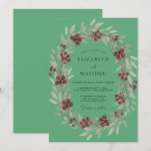 Invitation Mariage Feuillu à la Feuille de Baie de Mer (Devant / Derrière)