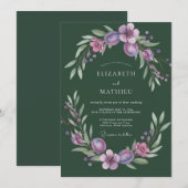 Invitation Mariage Feuillu à la Feuille de Prune de Mousse (Devant / Derrière)